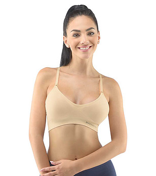 Леко подплатен сутиен от бамбукова вискоза в бежов цвят снимка