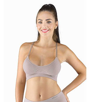 Леко подплатен сутиен от бамбукова вискоза в бежов нюанс снимка