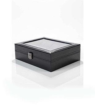 Кутия за часовници в черно с прозрачен капак Salzburg снимка