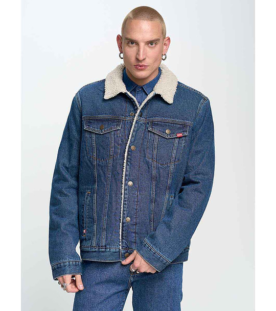 Синьо памучно мъжко яке от деним с топла подплата Ruben снимка