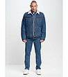 Синьо памучно мъжко яке от деним с топла подплата Ruben-3 снимка