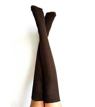 Тъмнокафяви дълги чорапи Diuna снимка