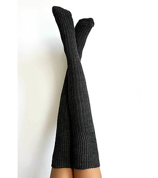 Дълги дамски чорапи в цвят графит Diuna снимка