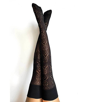 Дамски черни фигурални чорaпи Angelica снимка