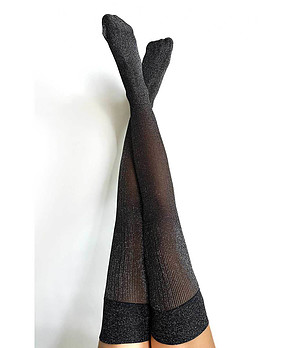 Дълги дамски чорапи в черно и сребристо Giselle снимка