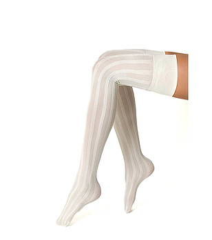 Дълги дамски чорапи в цвят крем Romina 80 DEN снимка