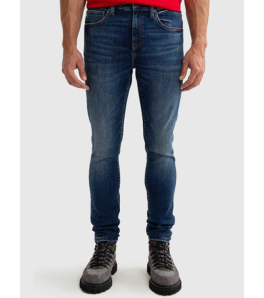 Тъмносини мъжки памучни дънки с висока талия Deric снимка