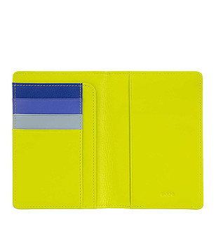 Unisex кожен аксесоар за карти в цвят лайм Fluo с RFID защита снимка