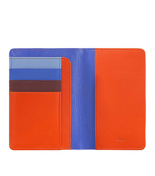 Unisex кожен аксесоар за карти в оранжево Fluo с RFID защита снимка