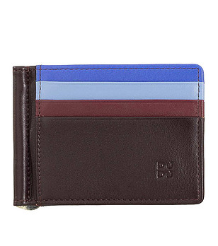 Аксесоар за карти от естествена кожа в цвят бургунд Antigua снимка