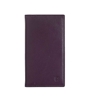 Тъмнолилав кожен портфейл с многоцветни джобове Vulcano снимка