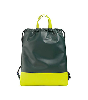 Тъмнозелена дамска раница от естествена кожа Linosa снимка