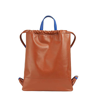 Дамска раница от естествена кожа в цвят канела Linosa снимка