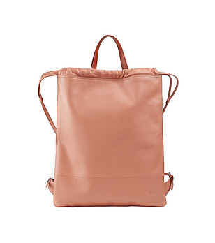 Дамска раница от естествена кожа в цвят пудра Linosa снимка