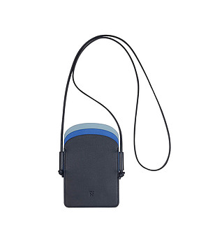 Малка кожена чанта в тъмносиньо Minorca снимка