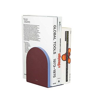 Кожен държач за книги в бургунд и синьо снимка