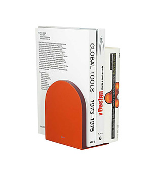 Кожен държач за книги в оранжево и бургунд снимка