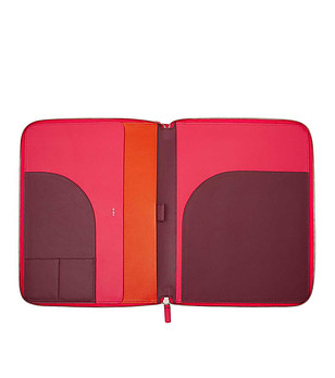 Папка за документи от естествена кожа в цвят малина снимка