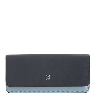 Калъф за очила от естествена кожа в сини нюанси снимка