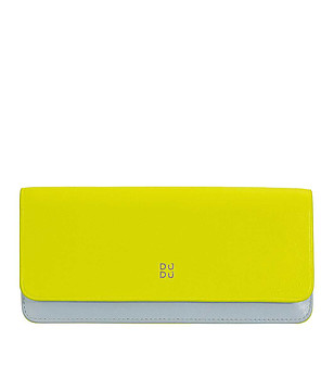 Калъф за очила от естествена кожа в цвят лайм и сиво снимка