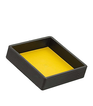 Кожена мини купа в черно и жълто снимка