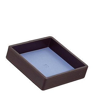 Кожена мини купа в бургунд и синьо снимка