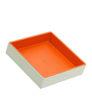 Мини кожена купа в перлен нюанс и оранжево снимка