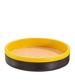 Кръгла кожена купа в бургунд и жълто Matisse снимка