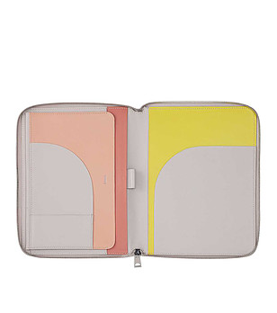 Кожена папка за документи в перлен нюанс с фигурални мотиви А5 снимка