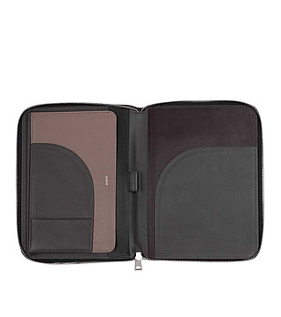 Кожена папка за документи в цвят антрацит А5 снимка