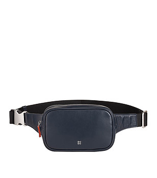 Мъжка тъмносиня кожена чанта  Devon снимка