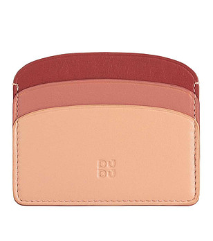 Кожен аксесоар за карти Boracay в цвят пудра с контрастни отделения снимка