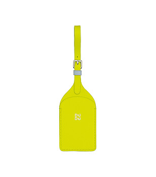 Кожен етикет за куфар в цвят лайм снимка