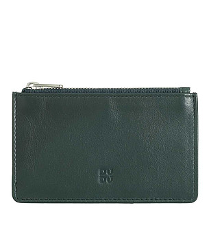 Аксесоар за карти от естествена кожа в тъмнозелено снимка
