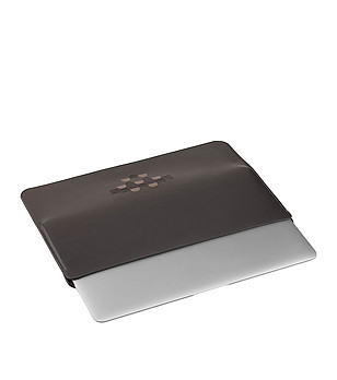 Кожен калъф за лаптоп в антрацит с фигурални мотиви снимка