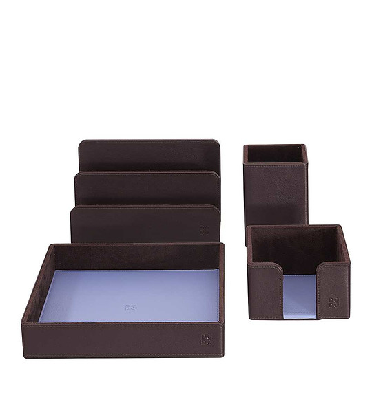 Кожен комплект органайзери за бюро в цвят бургунд снимка