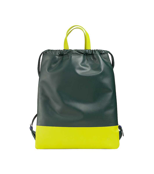 Тъмнозелена дамска раница от естествена кожа Linosa снимка