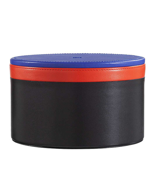 Кръгла кожена кутия в черно и синьо Kandinskij снимка