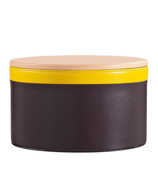 Кръгла кожена кутия в цвят бургунд Kandinskij снимка