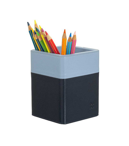 Кожен органайзер за химикали и моливи в сини нюанси снимка