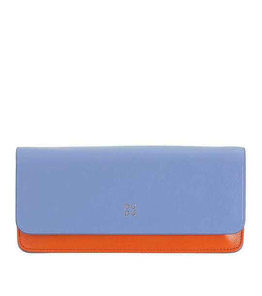 Калъф за очила от естествена кожа в синьо и оранжево снимка