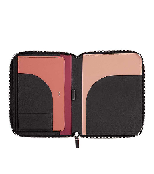 Черна кожена папка за документи А5 снимка