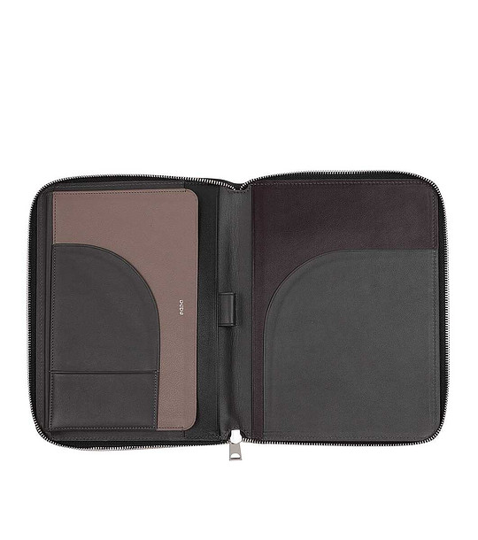 Кожена папка за документи в цвят антрацит А5 снимка