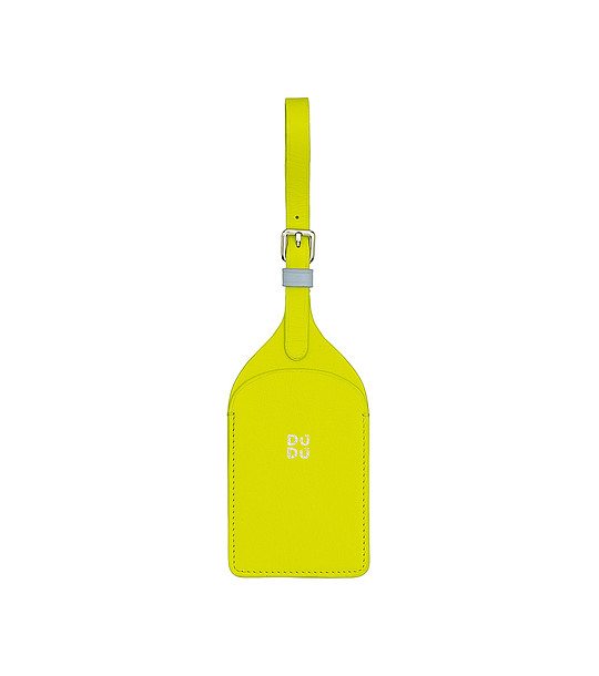 Кожен етикет за куфар в цвят лайм снимка