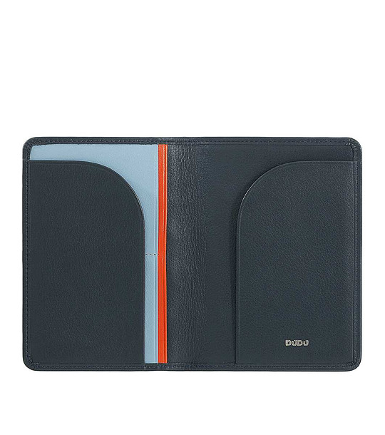 Надежден и стилен кожен аксесоар за паспорт в тъмносин цвят снимка