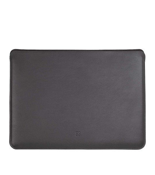 Тъмносив калъф за лаптоп от естествена кожа снимка