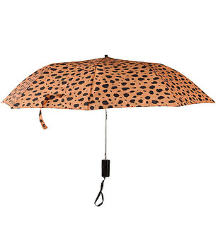 Кафяв сгъваем чадър с леопардов принт снимка