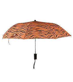 Кафяв сгъваем чадър с тигров принт снимка