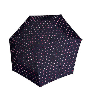 Лек тъмносин сгъваем чадър с принт снимка