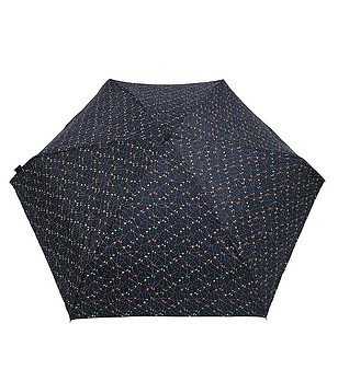 Ветроустойчив черен мини сгъваем чадър в черно снимка